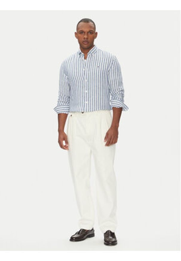 TOMMY HILFIGER - Tommy Hilfiger Koszula Essential MW0MW38581 Niebieski Regular Fit. Kolor: niebieski. Materiał: len
