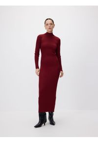 Reserved - Dzianinowa sukienka z wycięciem - burgundowy. Kolor: czerwony. Materiał: dzianina #1