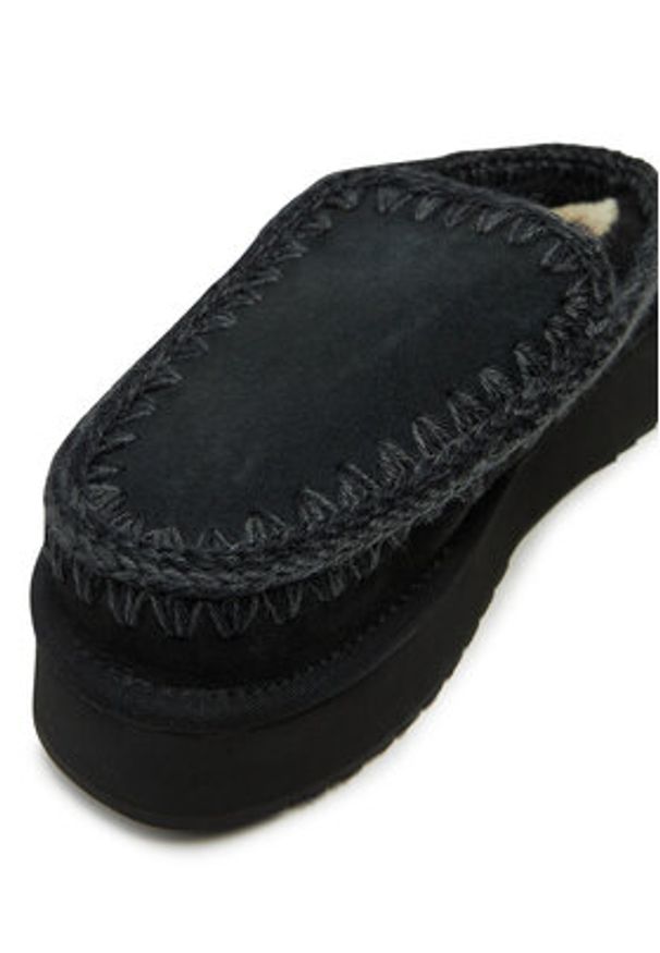 Mou Kapcie Clog Eskimo Platform FW681004A Czarny. Kolor: czarny. Materiał: skóra. Obcas: na platformie