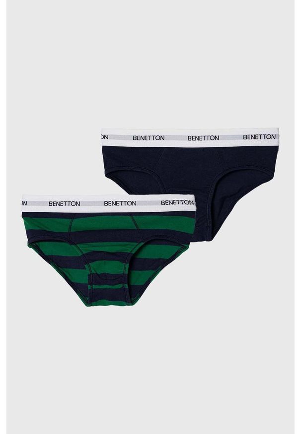 United Colors of Benetton slipy dziecięce 2-pack kolor zielony. Kolor: zielony. Materiał: bawełna. Długość: długie