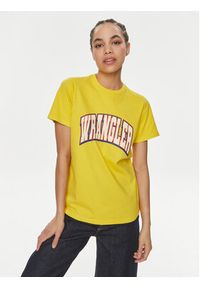 Wrangler T-Shirt Varsity 112350189 Żółty Regular Fit. Kolor: żółty. Materiał: bawełna #4