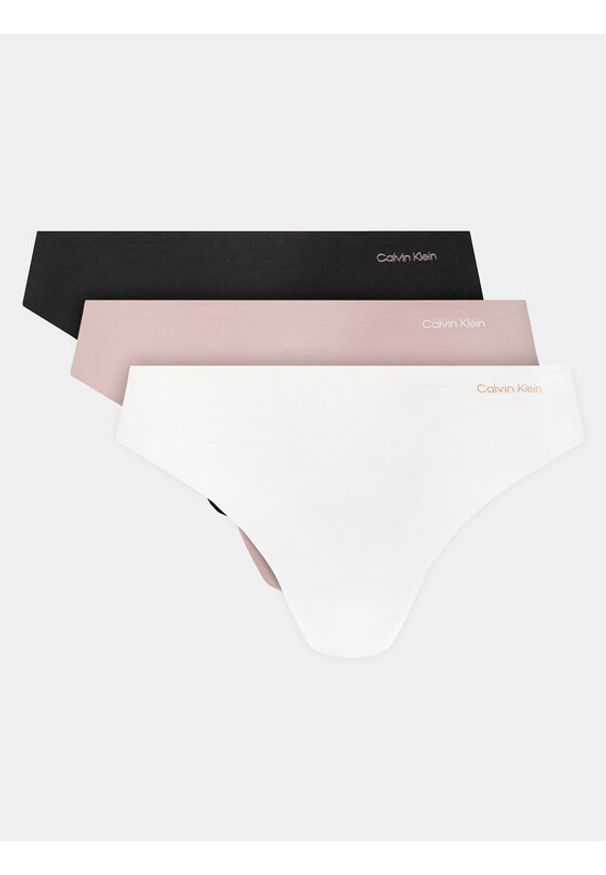 Calvin Klein Underwear Komplet 3 par stringów 000QD5219E Kolorowy. Materiał: bawełna. Wzór: kolorowy