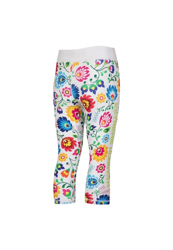 Legginsy sportowe damskie EXTREME HOBBY FOLK 2 3/4. Kolor: biały. Materiał: poliester, elastan. Sport: fitness