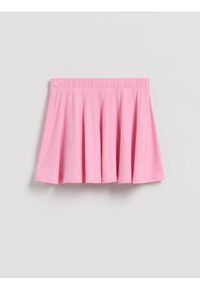 Reserved - Strukturalna spódnica mini - różowy. Kolor: różowy. Materiał: wiskoza, bawełna. Długość: mini #1