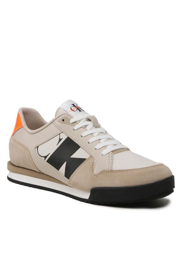 Sneakersy Calvin Klein Jeans. Kolor: beżowy. Materiał: skóra