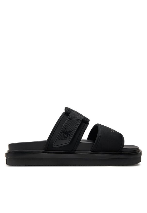 Calvin Klein Jeans Klapki Double Bar Sandal Wb In Br YM0YM00946 Czarny. Kolor: czarny