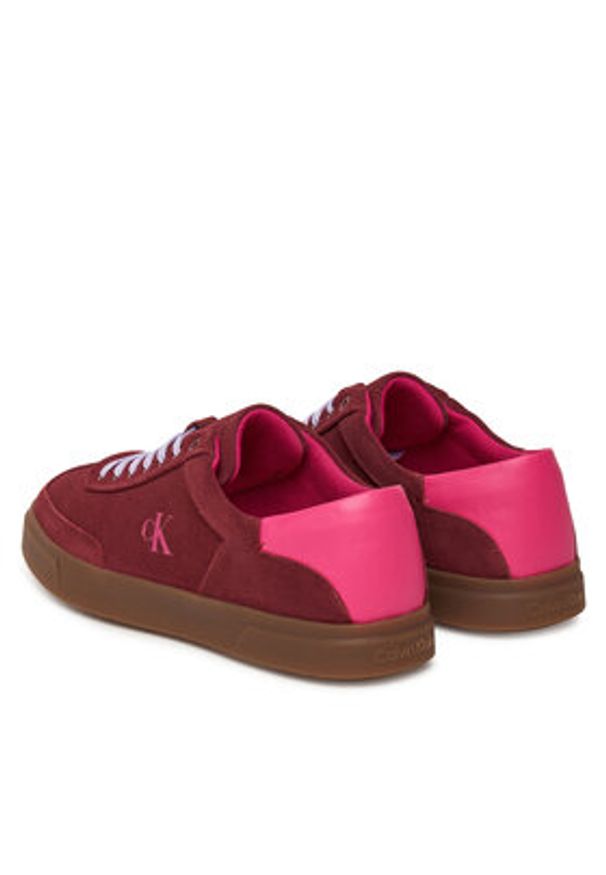 Calvin Klein Sneakersy Low Pro Cups Lace Up Sue Mix Mg HW0HW02683 Bordowy. Kolor: czerwony. Materiał: zamsz, skóra