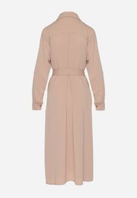 Born2be - Beżowa Koszulowa Sukienka z Podpinanymi Rękawami i Dodatkowym Wiązanym Paskiem Ivandria. Okazja: na co dzień. Kolor: beżowy. Typ sukienki: koszulowe. Styl: klasyczny, casual #2