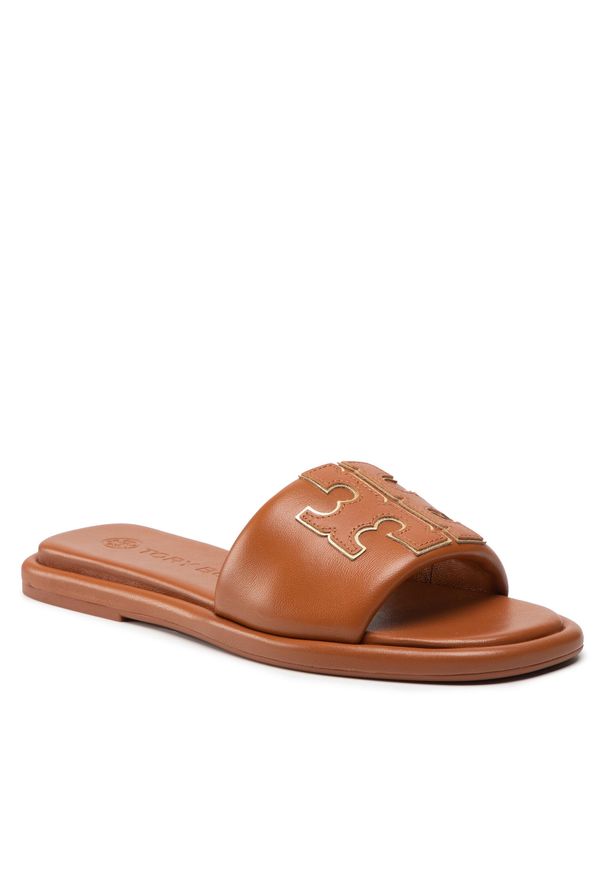 Klapki Tory Burch Doublet Sport Slide 79985 Miele/Gold 202. Kolor: brązowy. Materiał: skóra. Styl: sportowy