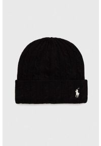 Polo Ralph Lauren czapka wełniana kolor czarny wełniana. Kolor: czarny. Materiał: wełna