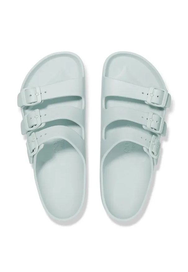 Birkenstock Florida III Flex Platform EVA Surf Green Klapki damskie. Okazja: na plażę. Kolor: zielony. Materiał: materiał. Wzór: paski. Sezon: lato. Obcas: na platformie. Styl: wakacyjny
