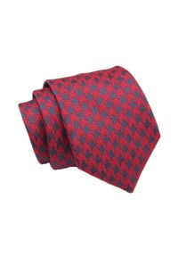 Klasyczny Krawat, Czerwono-Granatowy w Pepitkę, Męski, 7cm -Angelo di Monti. Kolor: czerwony, wielokolorowy, niebieski. Materiał: tkanina. Styl: klasyczny