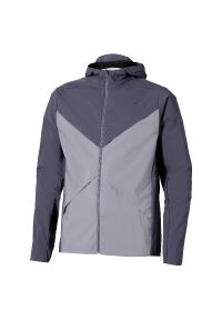 Kurtka wodoodporna z kapturem Mizuno Thermal Charge. Typ kołnierza: kaptur. Kolor: szary. Sport: bieganie #1
