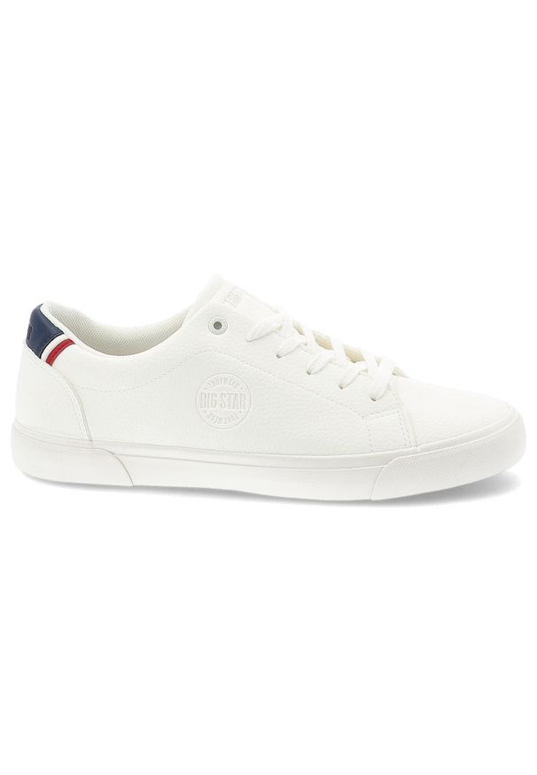 Big-Star - Trampki męskie Big Star, skóra ekologiczna sznurowany fason klasyczna gumowa podeszwa okrągły nosek minimalistyczny design, białe, TT174083. Okazja: na co dzień, na spacer. Nosek buta: okrągły. Zapięcie: sznurówki. Kolor: biały. Materiał: guma, skóra ekologiczna. Szerokość cholewki: normalna. Styl: klasyczny