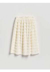 Reserved - Strukturalna spódnica maxi - złamana biel. Materiał: dzianina. Długość: maxi #1