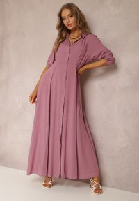 Renee - Ciemnofioletowa Sukienka Hillcrest. Kolor: fioletowy. Długość rękawa: długi rękaw. Typ sukienki: koszulowe. Długość: maxi #1
