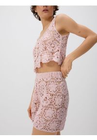 Reserved - Ażurowe szorty - pastelowy róż. Kolor: różowy. Materiał: dzianina. Wzór: ażurowy #1