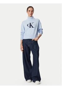 Calvin Klein Jeans Golf LV047H329G Niebieski jasny Regular Fit. Typ kołnierza: golf. Kolor: niebieski. Materiał: bawełna #5