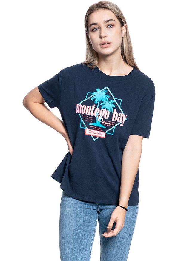 Wrangler - DAMSKI T-SHIRT WRANGLER BOYFRIEND TEE NAVY W7Q2GH114 112132080