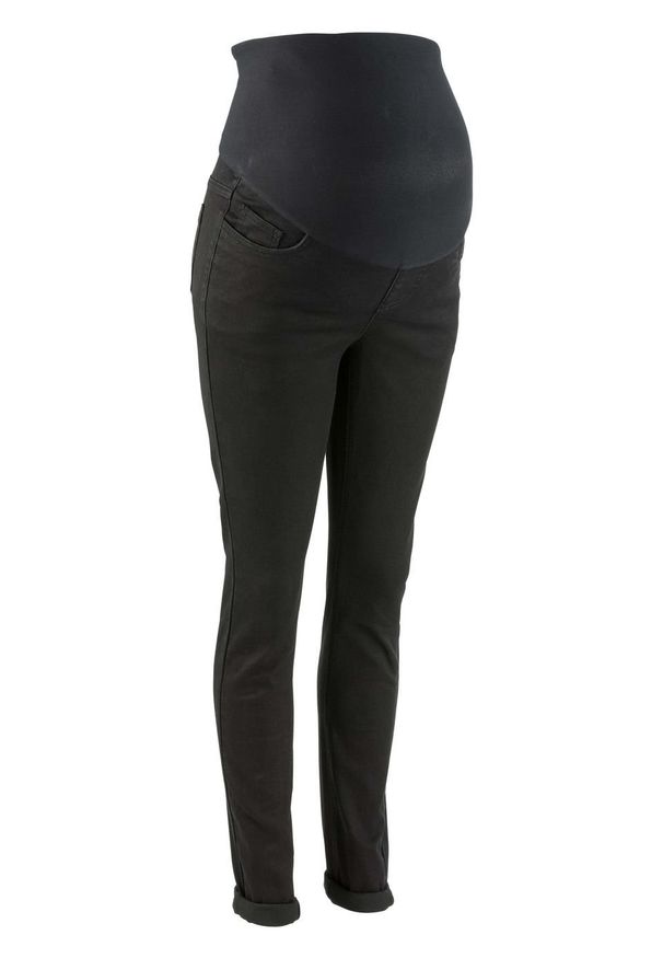 Dżinsy ciążowe SKINNY z materiału ze stretchem bonprix czarny. Kolekcja: moda ciążowa. Kolor: czarny