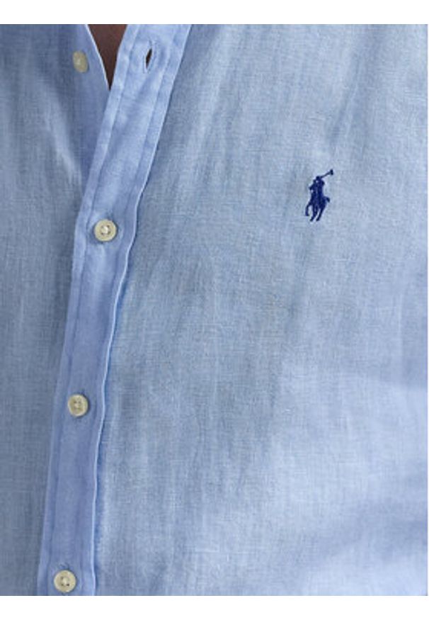 Polo Ralph Lauren Koszula 710968915008 Błękitny Slim Fit. Typ kołnierza: polo. Kolor: niebieski. Materiał: len