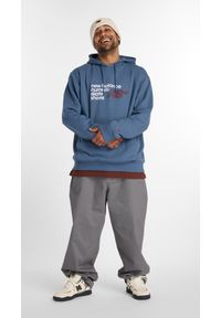 Bluza męska New Balance Numeric MT51954VTI – niebieska. Typ kołnierza: kaptur. Kolor: niebieski. Materiał: bawełna, poliester, materiał. Wzór: aplikacja, napisy #5