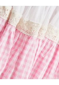 GADO GADO - Różowa spódnica w kratkę. Stan: podwyższony. Kolor: biały. Materiał: bawełna. Wzór: kratka #3