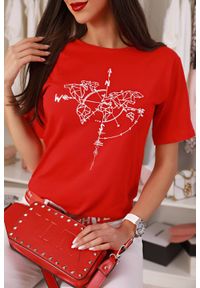 IVET - T-shirt damski NOTREA RED. Kolor: czerwony. Materiał: bawełna. Wzór: nadruk #1