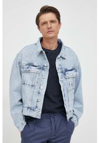 Calvin Klein Jeans kurtka jeansowa męska kolor niebieski przejściowa oversize. Kolor: niebieski. Materiał: bawełna, denim #3