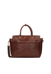 Kazar - Elegancka skórzana torba męska w biznesowym stylu. Kolor: brązowy. Materiał: skóra #1