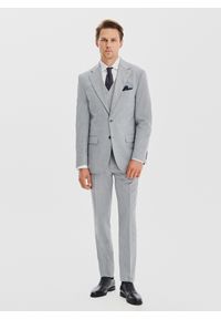 Pako Lorente - PAKO LORENTE - Gładki szary garnitur męski. Kolor: szary. Materiał: wełna, poliester. Wzór: gładki #1