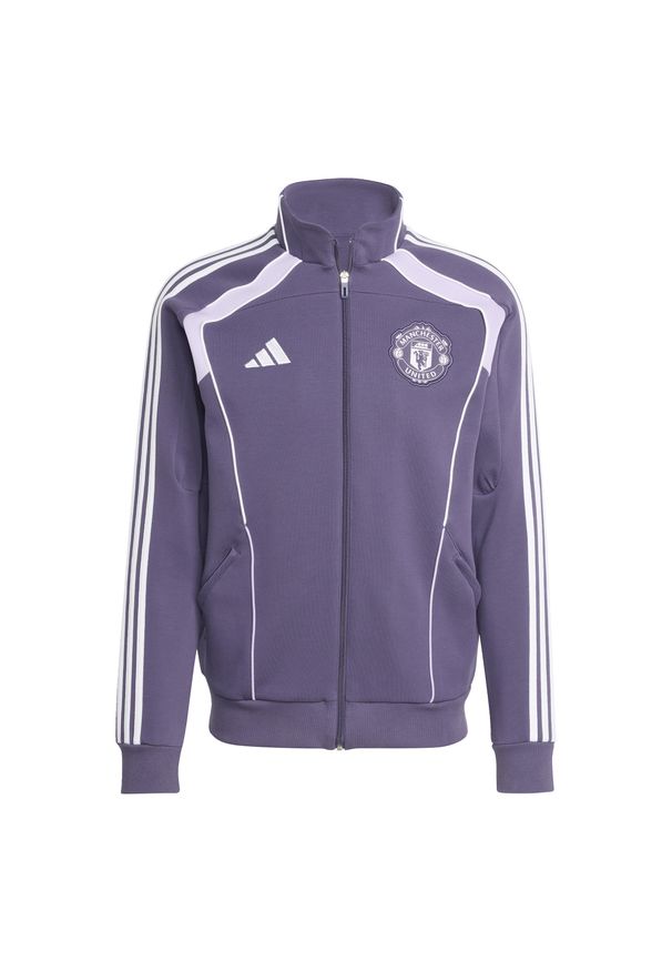 Adidas - Kurtka dresowa Manchester United UBP 2025/26. Kolor: fioletowy. Materiał: dresówka. Sport: piłka nożna