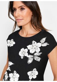 bonprix - Shirt z kwiatowym nadrukiem. Kolor: czarny. Wzór: nadruk, kwiaty #3