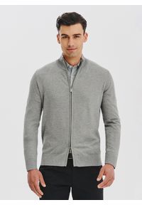 Pako Lorente - PAKO LORENTE - Szary rozpinany sweter męski. Okazja: na co dzień. Kolor: szary, beżowy. Materiał: wiskoza, poliamid. Wzór: gładki. Sezon: jesień. Styl: casual #5