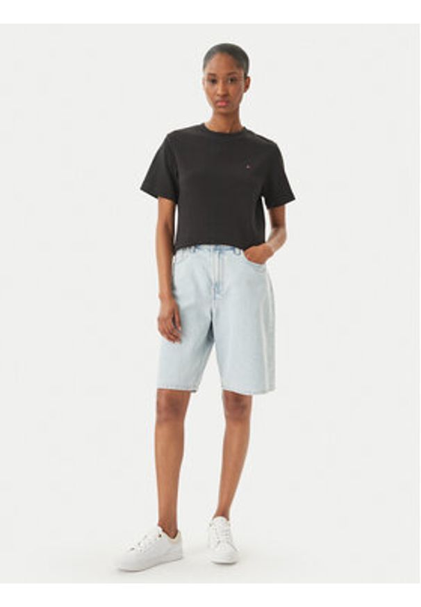 TOMMY HILFIGER - Tommy Hilfiger T-Shirt WW0WW49646 Czarny Boxy Fit. Kolor: czarny. Materiał: bawełna