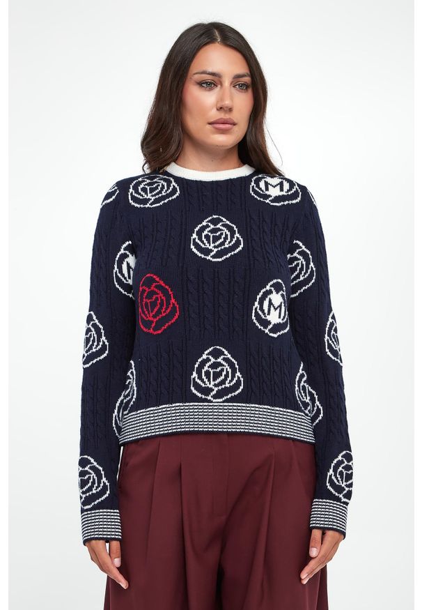 Marella Sport - Sweter damski wełniany Fumato MARELLA SPORT. Materiał: wełna. Styl: sportowy