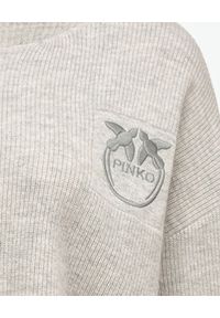 Pinko - PINKO - Szary sweter z wełny i kaszmiru. Kolor: szary. Materiał: wełna, kaszmir. Długość rękawa: długi rękaw. Długość: długie. Wzór: haft #5
