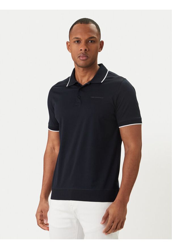 Karl Lagerfeld - KARL LAGERFELD Polo 745080 562200 Granatowy Regular Fit. Typ kołnierza: polo. Kolor: niebieski. Materiał: bawełna