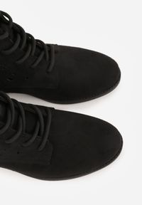 Born2be - Czarne Sznurowane Botki z Ażurową Cholewką Zeliana. Okazja: na co dzień, na randkę. Zapięcie: sznurówki. Kolor: czarny. Materiał: zamsz, jeans. Szerokość cholewki: normalna. Wzór: ażurowy. Styl: casual, klasyczny #2