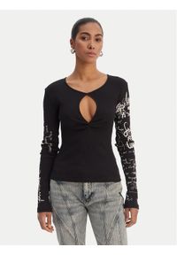 Desigual Bluzka 26SWTK18 Czarny Slim Fit. Kolor: czarny. Materiał: bawełna #1