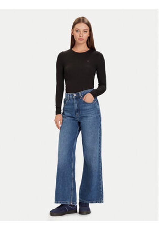 Tommy Jeans Bluzka DW0DW21568 Czarny Slim Fit. Kolor: czarny