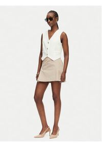TOMMY HILFIGER - Tommy Hilfiger Spódnica mini WW0WW49649 Beżowy Regular Fit. Kolor: beżowy. Materiał: bawełna #4