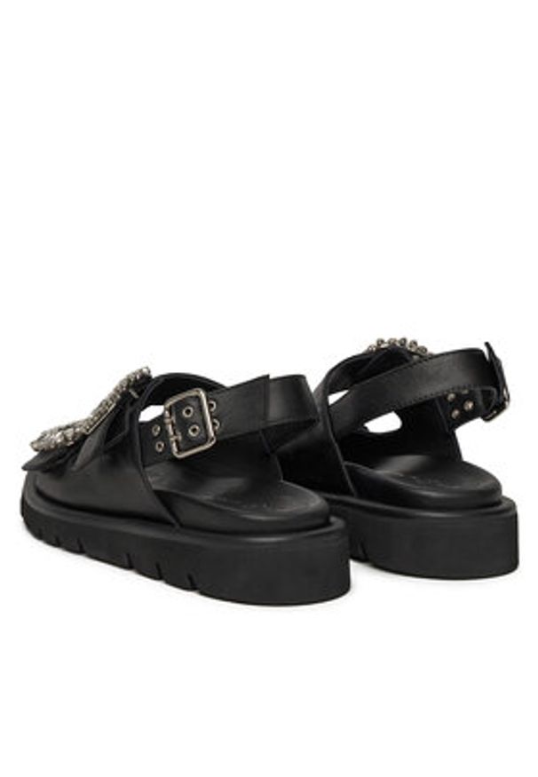 Eva Minge Sandały SNOWDROP-I75-563 Czarny. Kolor: czarny. Materiał: skóra