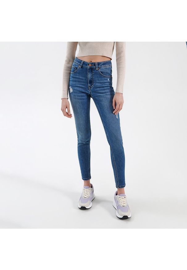 House - Jeansy skinny fit z regularnym stanem - Niebieski. Kolor: niebieski