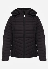 Born2be - Czarna Klasyczna Kurtka Przejściowa z Pikowaniem i Odpinanym Kapturem Pretiella. Okazja: na spacer, na co dzień. Kolor: czarny. Materiał: jeans, nylon. Styl: klasyczny #5