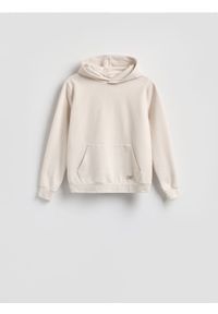 Reserved - Bluza z kapturem - beżowy. Kolor: beżowy. Materiał: dzianina, bawełna #1