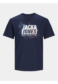 Jack & Jones - Jack&Jones T-Shirt Map Logo 12252376 Granatowy Standard Fit. Kolor: niebieski. Materiał: bawełna