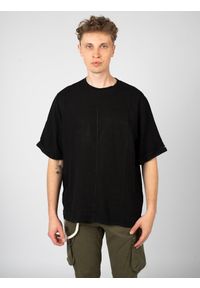 Xagon Man T-shirt | P25082V630TS | Mężczyzna | Czarny. Okazja: na co dzień. Kolor: czarny. Materiał: len, wiskoza. Długość: długie. Wzór: aplikacja. Styl: elegancki, casual #4