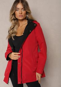 Renee - Czarna Dwustronna Kurtka w Stylu Parki Wykończona przy Rękawach Guzikami Mivatra. Okazja: na co dzień. Kolor: czarny. Materiał: jeans, wełna. Styl: casual, elegancki #3