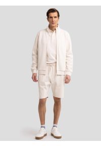 Big-Star - Bluza męska rozpinana ze stójką kremowa Wlador 103. Okazja: na co dzień. Typ kołnierza: kołnierzyk stójkowy. Kolor: kremowy. Materiał: dzianina. Wzór: ze splotem, nadruk. Styl: casual #3